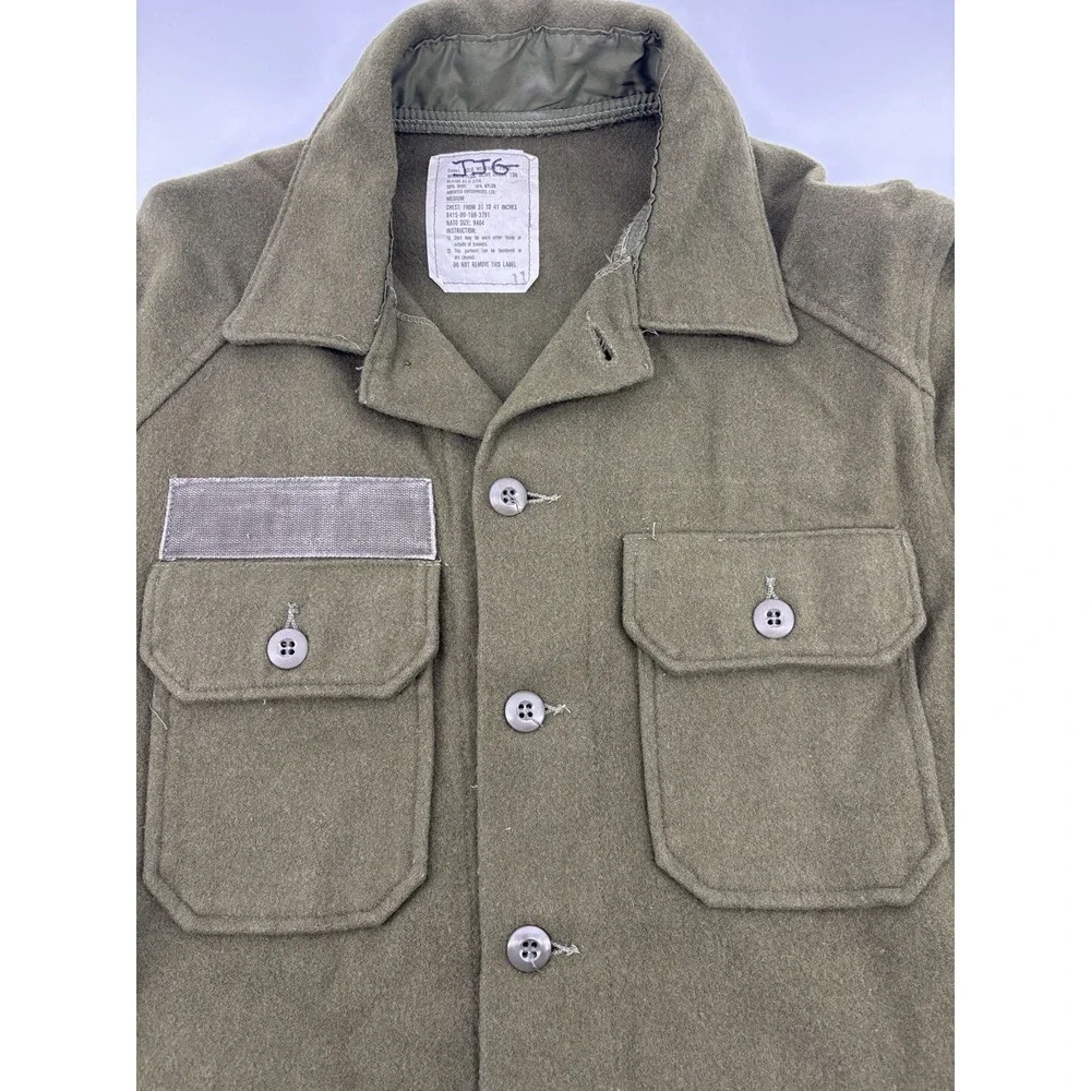 US Military OG 108 Wool Field Shirt Olive Green Cold Medium Vintage Coat Issued